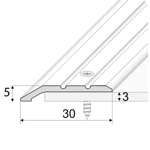 A01 900mm x 30mm 2.3mm Anodised Aluminium Door Threshold Ramp Profile - Inox, 0.9m