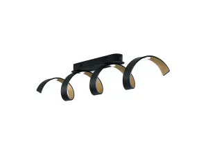 Luminosa HELIX LED Swirl Semi Flush Light Black, Gold 1600lm 4000K 80x18x13.5cm