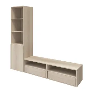 GoodHome Atomia Freestanding Matt oak effect Corner TV unit with 6 shelves, (H)187.5cm x (W)50cm x (D)47cm