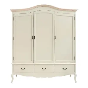 Juliette Triple Wardrobe. French Style 3 Door Wardrobe - Champagne