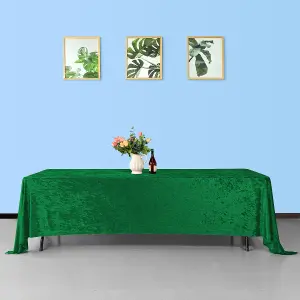 Diamond Velvet Rectangle Tablecloth, Emerald Green , 90 Inch x 156 Inch