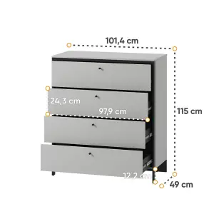 Sleek GRIS Chest of Drawers - Stylish Clothing Storage with Integrated LED Lighting (H)1150mm x (W)1010mm x (D)490mm