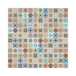 Amaranta Multicolour Matt Stone effect Natural stone Mosaic tile sheet, (L)300mm (W)300mm