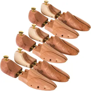 Shoe Stretcher - 3 pairs, cedar wood & brass, absorbs moisture, for women & men - brown