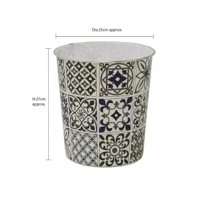 JVL Mosaic Navy Waste Paper Bin, 27cm x 25cm approx, Polypropylene, Small