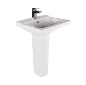 Vesper White Close Coupled Toilet & Full Pedestal Basin Set