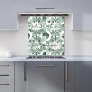 Geometric Pastel Green Premium Glass Kitchen Splashback W900mm x H650mm