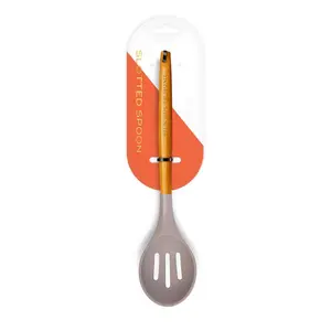 Acacia Wood & Grey Silicone Slotted Spoon