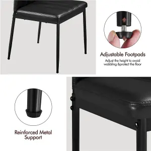 Yaheetech 4PCS Black Upholstered Faux Leather Dining Chairs with Petal Accented High Backrest