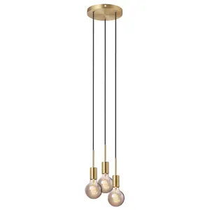 Nordlux Paco 3-Spot Indoor Living Dining Glass Pendant Ceiling Light in Brass (Diam) 18.1cm