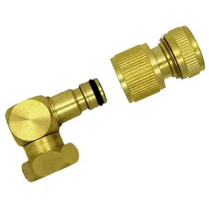 Brass Snap-On Hose Lock Revolving Elbow with Female Thread 3/4" BSP + Matching Hose End Quick Connector