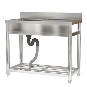 One Compartment Commercial Freestanding Stainless Steel Kitchen Sink with Right Drainboard 100 cm