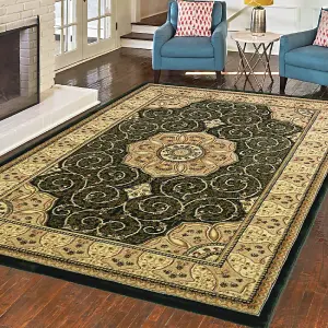 Green Traditional Victorian Rug - Washington