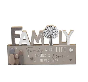 Family Wooden Standing Plaque - H14 cm