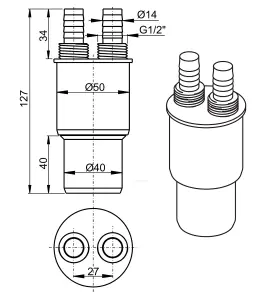 Alcaplast 40/50mm x 1/2 Inch Waste Hose Connector White Plastic Reduction Connection Reducer