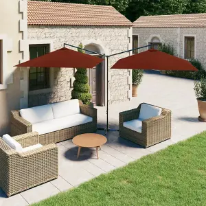 Berkfield Double Parasol with Steel Pole Terracotta 600x300 cm