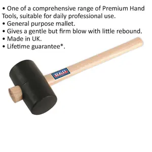 Premium 1.75lb Black Rubber Mallet with Wooden Handle for Versatile Use