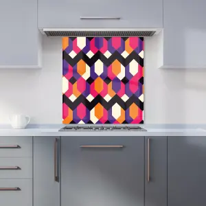 Coloured Abstract Pattern Premium Glass Kitchen Splashback W600mm x H600mm