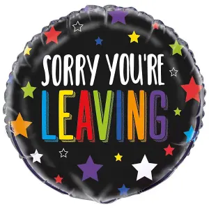 Unique Party Sorry Youre Leaving Round Foil Balloon Black/Multicoloured (One Size)