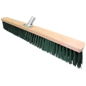 Heavy Duty Garden Broom Head, Outdoor 32" Synthetic Hard Bristle Sweeping Brush for Cleaning Gardens, Yards, Patios (Green)