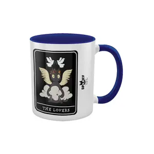 Spooky Cat Death, The Devil, The Lovers Tarot Mug White/Blue/Black (One Size)