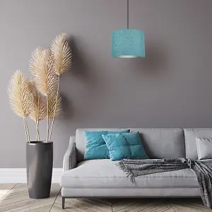 Contemporary and Sleek 12 Inch Teal Linen Fabric Drum Lamp Shade 60w Maximum