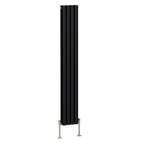 Right Radiators 1600x236mm Vertical Double Oval Column Designer Radiator Black