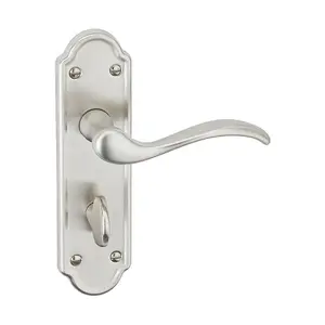 URBNLIVING 170mm Length 12 Pcs Lisbon Metal & Satin Nickel Lever Latch Door Bathroom Handles Set