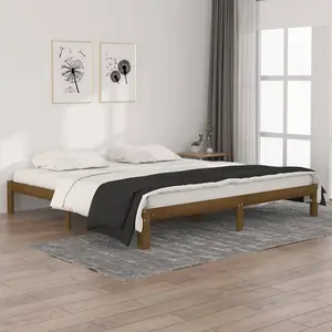 Berkfield Bed Frame Honey Brown Solid Wood Pine 200x200 cm