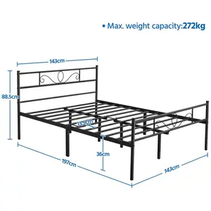 Metal Bed Frame with Headboard/Under-Bed Storage Pink / Double (4'6)