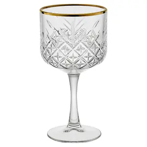 Queensway Home & Dining 490ml 4 Pcs Timeless Cocktail Martini Goblet Gold Rim Glassware Sets Mixers