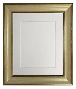 FRAMES BY POST Scandi Cream & Gold Picture Photo Frame with White Mount 10 x 8 Image Size 8 x 6