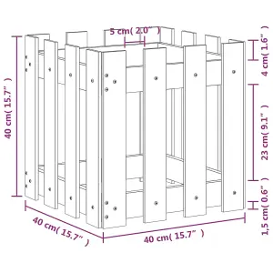 Berkfield Garden Planter with Fence Design 40x40x40 cm Impregnated Wood Pine