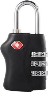 TSA Accepted Luggage Lock Black 3 Combination Travel Suitcase Combination Padlock