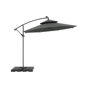 3M Cantilever Parasol with Lights and Black HDPE Fillable Parasol Base