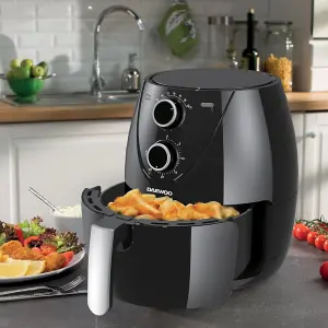 Daewoo Medium Compact 4 Litre Air Fryer Healthy Bake Roast Grill 80-200 Degrees & 30min Timer Adjust Serves 5