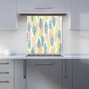 Scandinavian Style Foliage Premium Glass Kitchen Splashback W600mm x H650mm