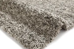 Silver Plain Shaggy Modern Machine Made Easy to Clean Rug for Living Room Bedroom and Dining Room-240cm X 340cm