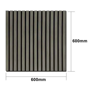 Acoustic Wall Paneling Wood Veneer Slatted 3D Panels for home Décor - 60cm (L) x 60cm (W) x 2.1cm (D) (Grey Oak - 4 Pack)