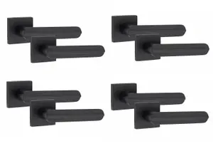 4 Pair Modern Lima Design Matt Black Premium Door Handles Square Rose - Golden Grace