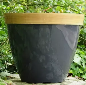 Recycled Plastic Planter Pot - 10" Provence Charcoal Grey