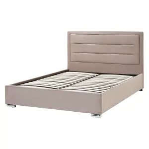 Velvet EU King Size Ottoman Bed Taupe ROUEN