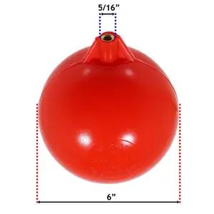 SPARES2GO 6" Ball Float for Toilet Cistern Ballcock Flush Valve BS 2456 (Plastic with 5/16" Brass Thread Fitting)