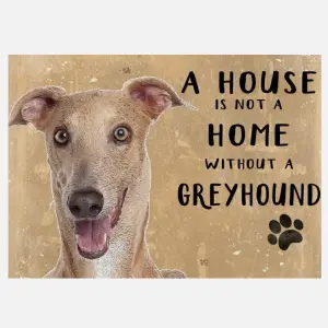 20cm metal Greyhound 'A House is not a Home' hanging sign