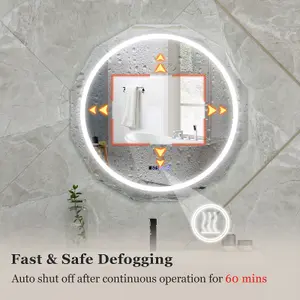 Costway 76CM Defog Bathroom Mirror Wall Mounted Shatterproof LED Lighted Mirror