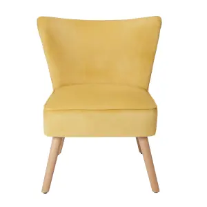 Zorita Yellow Velvet effect Occasional chair (H)830mm (W)650mm (D)71.5mm