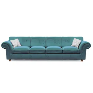 Windsor 4 Seater Teal Sofa - Brown Feet