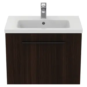 Ideal Standard i.life S Compact Matt Coffee Oak effect Wall-mounted Bathroom Vanity unit (H) 440mm (W) 600mm