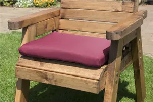 Charles Taylor Wooden Companion Straight Garden 3 Seat Chair & Cover Red Cushion