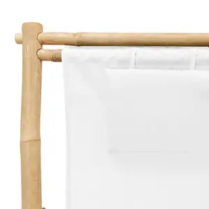 Berkfield Deck Chair Bamboo and Canvas Cream White